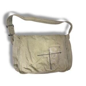 Vintage Gap Canvas Messenger Bag Unisex Crossbody Cotton Laptop Khaki Tan Y2K